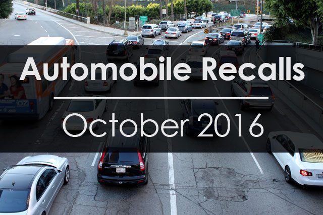 Cars Recalled in October 2016